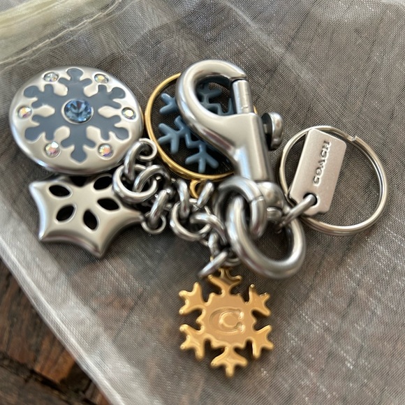 Coach Snowflake Cluster Bag Charm Key Chain - Picture 2 of 4
